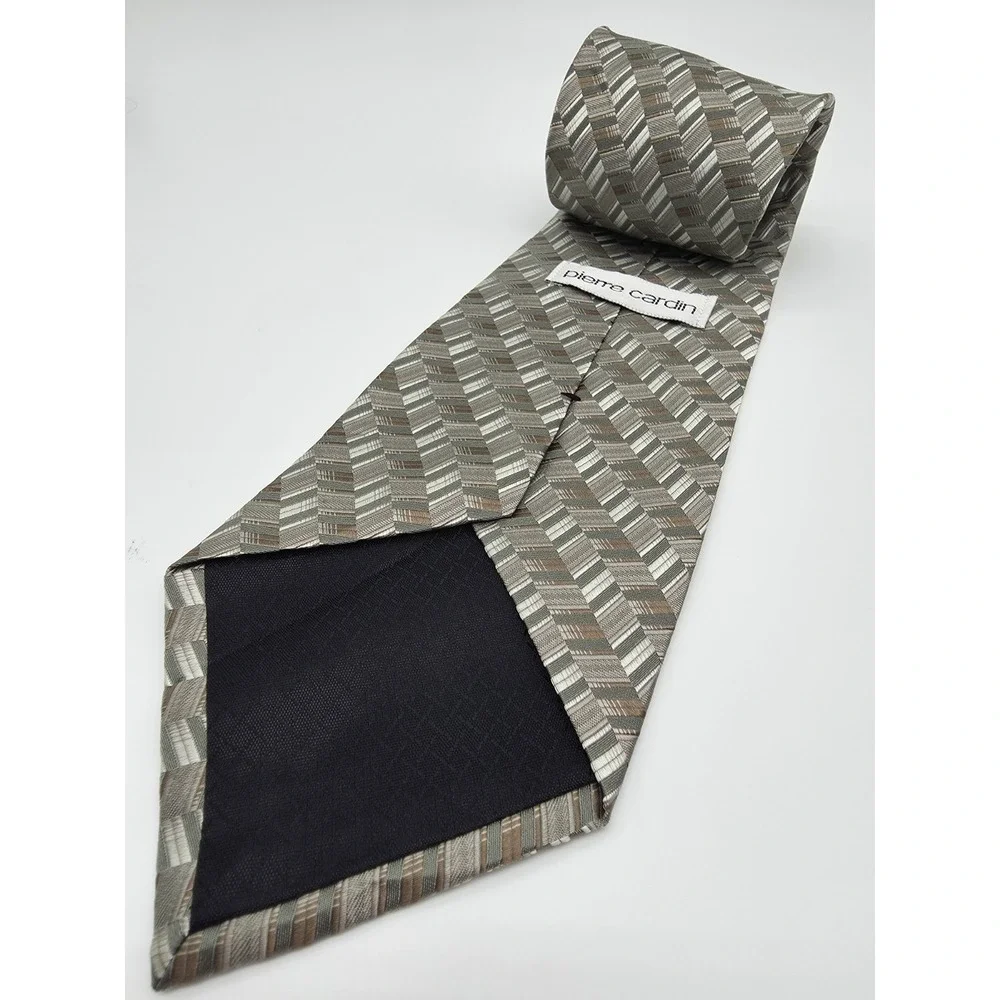 VTG Pierre Cardin 100% Silk Necktie Art Deco Abstract Geometric Tie 58